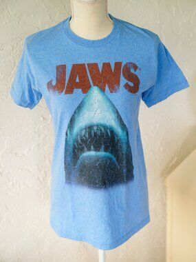 Jaws Movie Graphic Print T-Shirt Short Sleeve Crew Neck Pacific Size Small